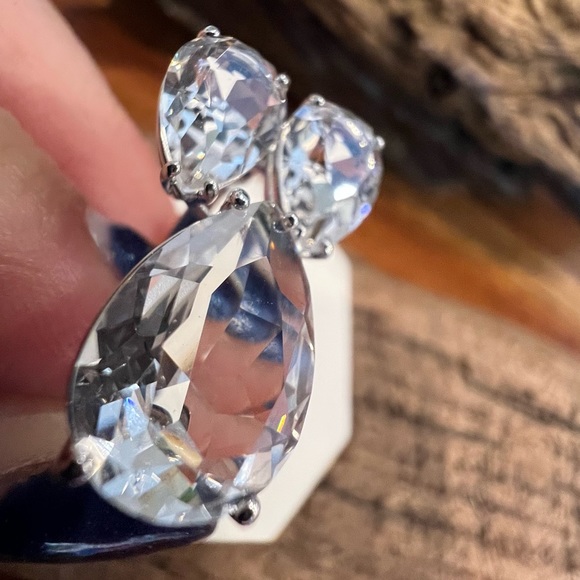 NWT Authentic Millenia Swarovski Crystal Ring Cocktail Pear Cut Rhodium Plate 50 - Picture 7 of 12